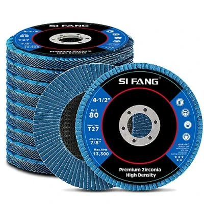 Image of SI FANG 10 Pack Grinding Discs 115 x 22.2mm Zirconia Abrasive Angle Grinder Flap Set, 40 60 80 120 Grit Assorted 4 1/2 inch Sanding for Polishing Metal Wood Stainless Steel