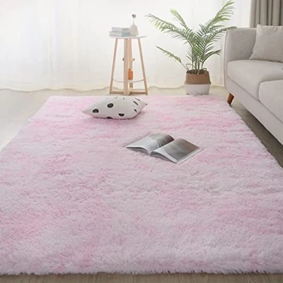 Image of Jyswx Soft Shaggy Area Rugs for Living Room Modern Bedroom Small to Extra Large Size Fulffy Carpets Nursery Non Shedding Washable Home Dormitory Decorative, Pink, 50x120CM