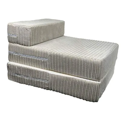 Image of Jumbo Cord Single Chair Bed Sofa Z Seat Foam Fold Out Guest Futon Kids (Cream)