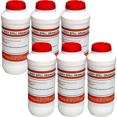 Image of Qualicare Blood Body Fluid Spill Vomit Emergency Absorbent Granules, 6 x 500g Bottle