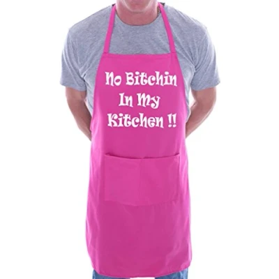Image of No Bitchin In My Kitchen Funny BBQ Cooking Novelty Apron Pink