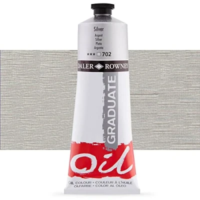 Image of Daler Rowney Graduate Oil Paint, Aluminium Tube, 6.76oz 200 ml, Silver