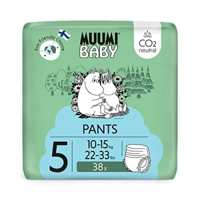 Image of Muumi Baby Eco Pull Ups Size 5, 10 15 kg, 38 Sensitive Premium Nappy Pants with Leakage Barrier Soft and Skin Friendly, No Unnecessary Chemicals