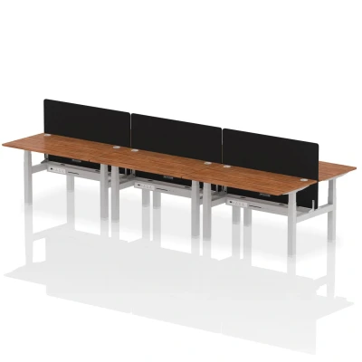 Image of Air B2B 1400x800mm Adjustable 6P Bench Desk CP Walnut/Silver + Screen