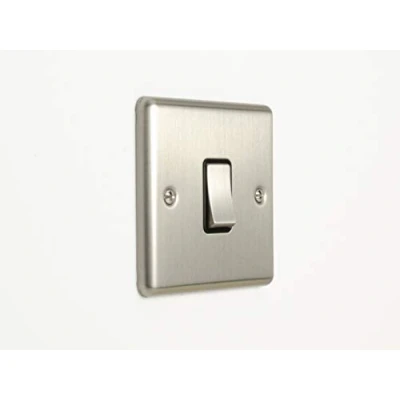 Image of Enhance Decorative 20A Switch Satin Stainless Finish With Black Trim