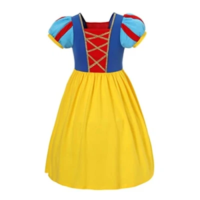 Image of Lito Angels Princess Snow White Fancy Dress Up Clothes Play Wear Costume for Kids Girls, Age 5 6 Years, Yellow