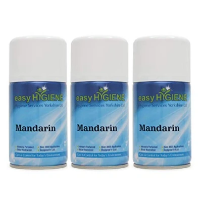 Image of easy HYGIENE 3 Automatic Air Freshener Dispenser Refills SAMPLE CASE Mandarin Scent Cans