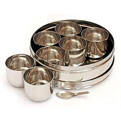 Image of Shradha Trading Masala Box, Stainless Steel Dabba,Spice Container, Indian, Kitchen Spice for Chefs
