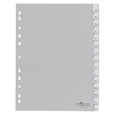 Image of Durable 6442 10 Index Plastic Blank Pack of 15 Grey