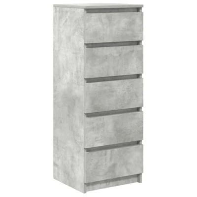 Image of vidaXL Sideboard with 5 Drawers Concrete Grey 37.5x35x99 cm Engineered Wood Versatile Storage Cabinet for Living Room, Dining Office