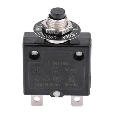 Image of Aramox Thermal Switch Reset, Current Overload Protection Device Circuit Breaker Manual Reset Overcurrent Protector(20A)