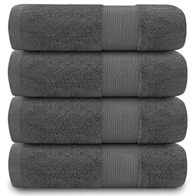 Image of GC GAVENO CAVAILIA Charcoal Hand Towels 4Pack 50 x 85 Cm, Quick Drying &amp; Super Absorbent Towel Set 700 GSM Towel, 100% Egyptian Cotton For Bathroom, Spa Hotel Gym
