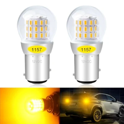 Image of DEFVNSY Pack of 2 Amber/Yellow 1157 BAY15D P21/5W Led Indicator Bulb, 2057 2357 7528 Extremely Bright 3014 39 SMD Replacement Bulbs For Turn Signal Light Side Marker 12V DC