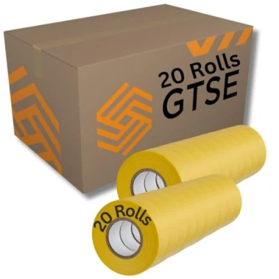 Image of GTSE Yellow Electrical Tape, 19mm x 20m, 20 Rolls of Strong Self Adhesive PVC Insulation Tape for Insulating, Repairing and Protecting Wires