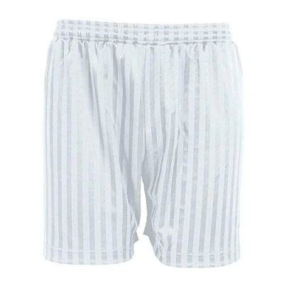 Image of Home Crafts Boys Girls Children Summer School Gym Football Cycling Shadow Stripe Uniform PE Shorts Drawstring (Age 11 12 Years, White)