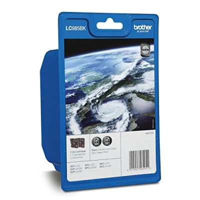 Image of Brother LC 985BK Inkjet Cartridge, Black, Twin Pack, Standard Yield, Includes 2 x Cartridges, Genuine Supplies 985BKBP2