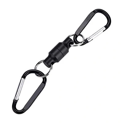 Image of Alomejor Fishing Magnetic Buckle Net Release Clip Hanging Fly Landing for Clasp Hanging(Double Black)