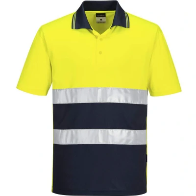 Image of Portwest Hi Vis Lightweight Contrast Polo Shirt S/S Yellow/Navy 4XL