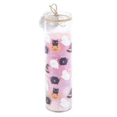 Image of Candy Apple Scented Halloween Candle Adorable Black Cat Design Long Lasting Fragrance Versatile Decor for Spooky Season Infuse Your Home with Cozy Glow and Whimsical Charm