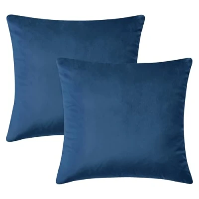 Image of Hafaa Cushion Covers 45 x cm (Pack of 2) Crushed Velvet Square Throw Pillow Cases Decorative Navy Cushions Cover 18x18 Inch for Sofa/Couch Living Room (18x18 Inches)