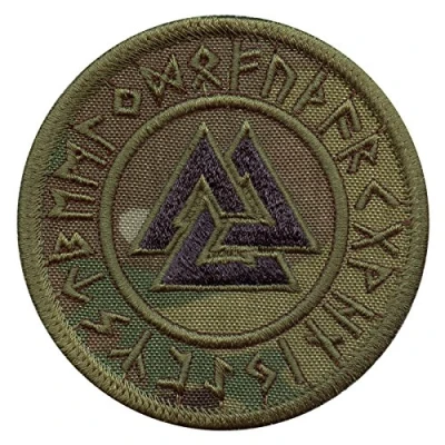 Image of Multicam Valknut Viking Norse Runic Heathen Pagan Odin God Rune Morale Tactical Fastener Patch