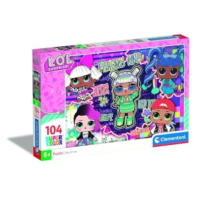 Image of Clementoni Jigsaw Puzzle LOL 104 Pieces Supercolor For Children 6 8 Years, Cartoon, Gift Boy/Girls, Kids, Made In Italy, 25785