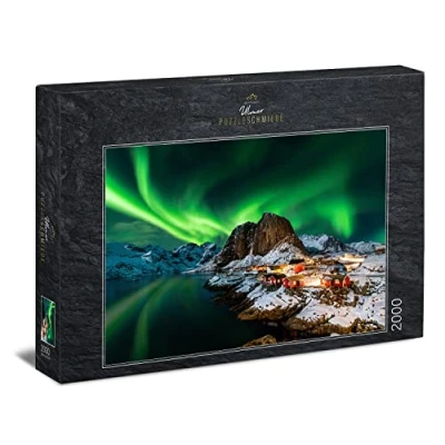 Image of Ulmer Puzzleschmiede 2000Pc Norway Jigsaw Puzzle &#039;Aurora Borealis&#039; Premium Cardboard 97 x 69 cm Adult Puzzlers