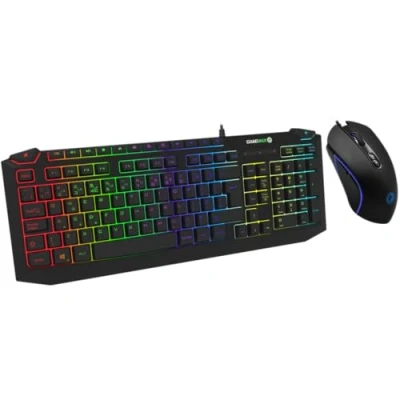 Image of GameMax Pulse RGB Gaming Keyboard &amp; Mouse, 7 Colour LED Backlight, 7D Optical, Anti Ghosting, Adjustable DPI, Compatible For Windows Mac, USB Connection, UK Layout Black