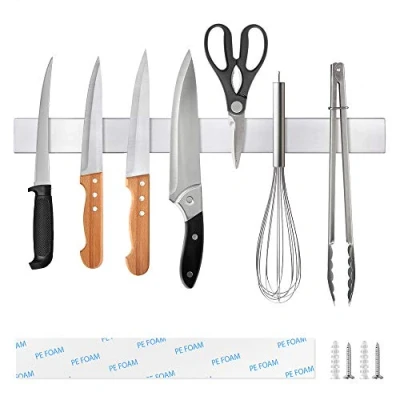 Image of Ninonly Magnetic Knife Holder Strip Self Adhesive for Knives 16inch(40cm) Kitchen Utensil Organizer Bar Secure &amp; Easy Wall Storage Rack