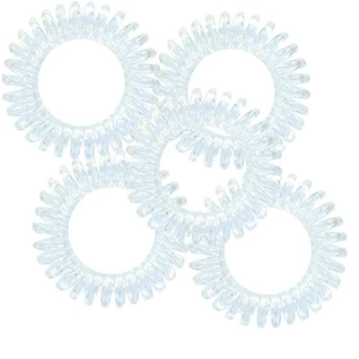 Image of Pretty Pack of 5 Plastic Spiral Hair Bobbles Clear