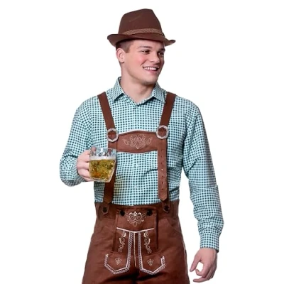 Image of Wicked Costumes Mens Green Checkered Bavarian Oktoberfest Shirt Large