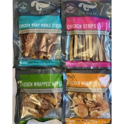 Image of Chicken Wrapped Dog Treats Variety Pack (4 x 100g) (Apple/Banana/Nibble Sticks/Strips)