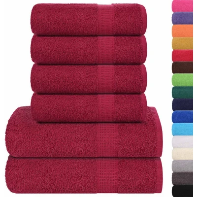 Image of vidaXL 6 Piece Towel Set Bordeaux 360 gsm 100% Cotton