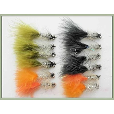 Image of Humongous Trout Flies 12 Pack, Silver Body Lures, Size 10, For fly Fishing