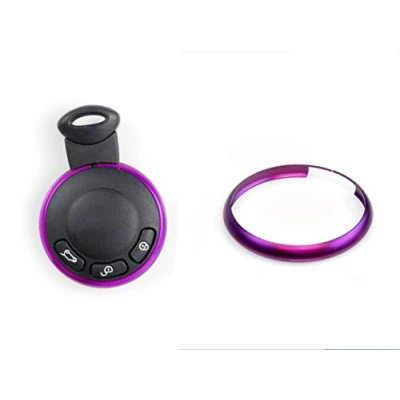 Image of Oldbones Alumnium Smart Key Fob Ring Rim Trim Cover Replacement For R55 R56 R57 R58 R59 R60 In Purple