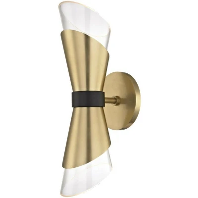 Image of Angie 2 Light Wall Sconce Brass, Black, Glass