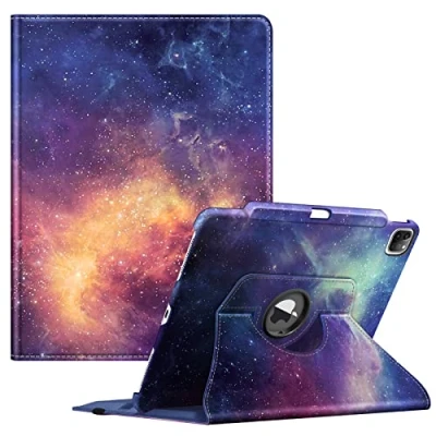 Image of FINTIE Rotating Case Compatible with iPad Pro 12.9 inch (2022/2021/2020/2018, 6th/5th/4th/3rd Generation) 360 Degree Swiveling Protective Cover w/Pencil Holder, Auto Sleep/Wake, Galaxy