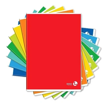 Image of BM BeMore Color Basic 0110608 A4 Notebook 4F Ruled 4 mm Squares with Margins, Paper 80 g/m², Assorted Colours, Pack of 10
