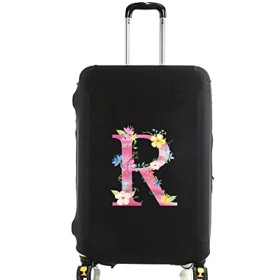 Image of Pink Initial Letter Printed Design Travel Trolley Case Cover Protector Washable Suitcase Luggage Storage Covers for 18 28 inch (pink R, M (22 25 Luggage))