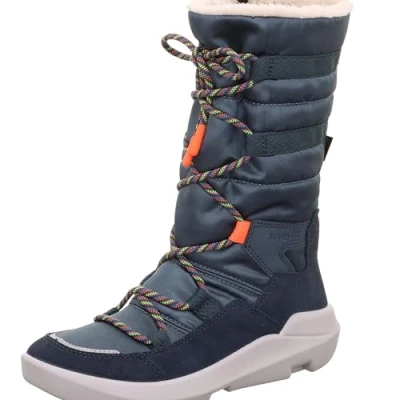 Image of Superfit Twilight Laceup boots for kids, Size: 4/4.5, Blau/orange Leather and textile