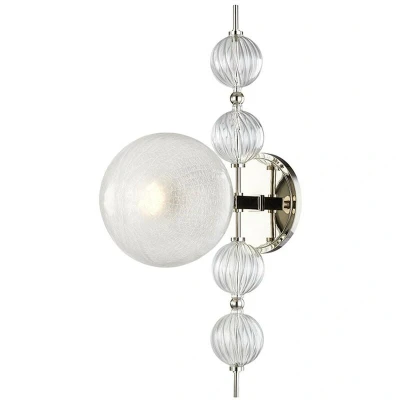 Image of Calypso 1 Light Wall Sconce Polished Nickel, Glass