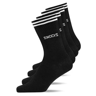 Image of Snocks 4 Pairs of Black Women &amp; Mens Sports Socks: Ideal as Running Socks, Gym Socks Golf All round Sport Size: 9 11