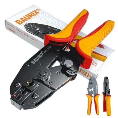 Image of BAURIX® Wire Crimping Tool [AWG 22 10] Ergonomic Handle Crimper for Electrical Connectors Ideal Electricians and DIY Enthusiasts Cable Lug Electrician Tools