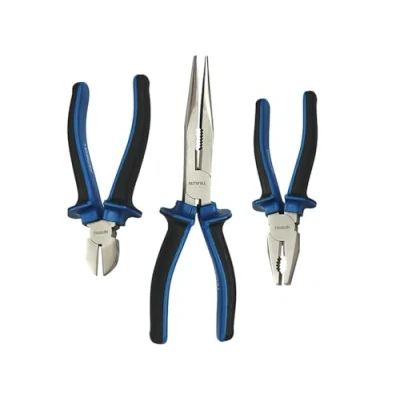 Image of Faithfull FAIPLSET3LN 3 Piece Soft Grip Plier Set: Diagonal, Combination and Long Nose, Multi Colour