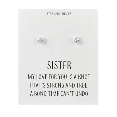 Image of Philip Jones Sterling Silver Sister Quote Knot Earrings