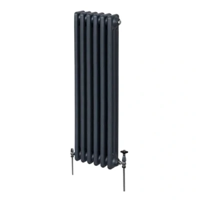 Image of Traditional 3 Column Radiator 1500mm x 292mm Modern Central Heating Heater Matt Anthracite Grey Carbon Steel Vertical Wall Mounted Kitchen Living Room Bathroom Cleaning Brush Fixing Kit &amp; Brackets