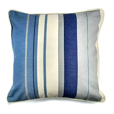 Image of Fusion Whitworth Stripe 100% Cotton Filled Cushion 43x43cm (17x17&quot;) in Blue