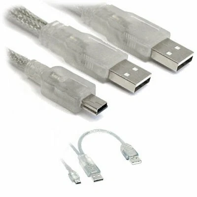 Image of Ex Pro USB Cable Dual Power, 2 x Type A to mini B, 2.0, 2m. Provides additional power high draw devices using MiniB (Eg External Hard Drives etc..)