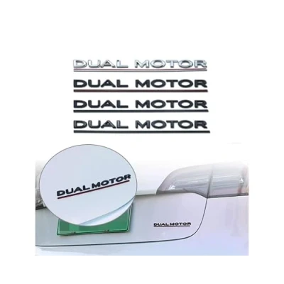Image of Decorative letters self adhesive and individual 3D box: &quot;Tesla Dual Motor &amp; Play&quot; compatible with Tesla models: X, Y, S 3 highland (Dual Motor, Black, Matte Black)