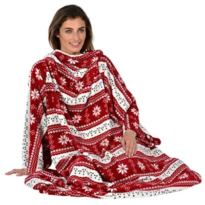 Image of Autumn Faith Snuggle Blanket With Sleeves Wrap Around Red